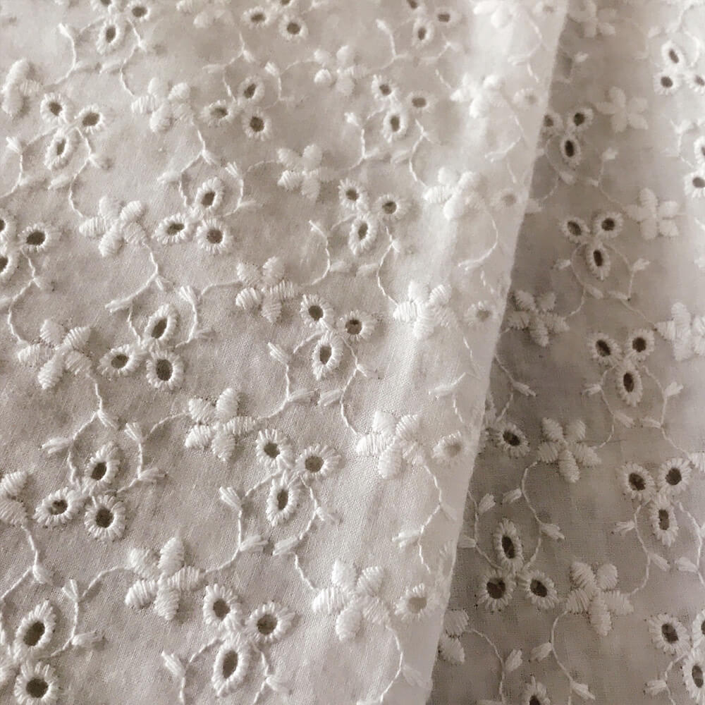Eyelet Cutwork 100% Cotton Embroidered Fabric for Women's Wear Wholesa 5