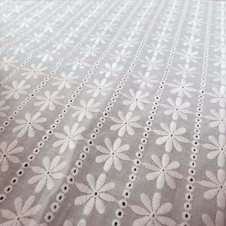 Embroidered Fabric All-Over 100% Cotton for Women's Wear Wholesale Sup