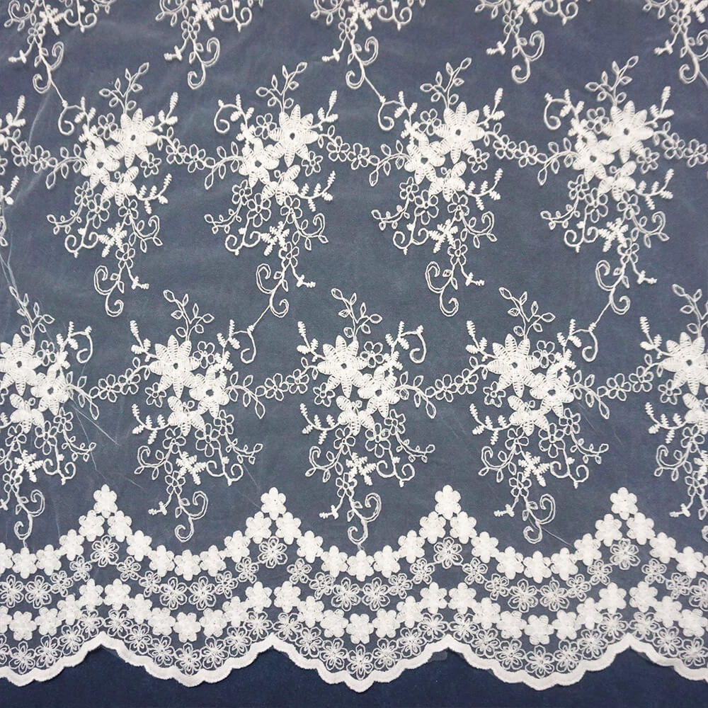 Water Soluble Lace Embroidered Fabric All-Over Embroidery for Women's