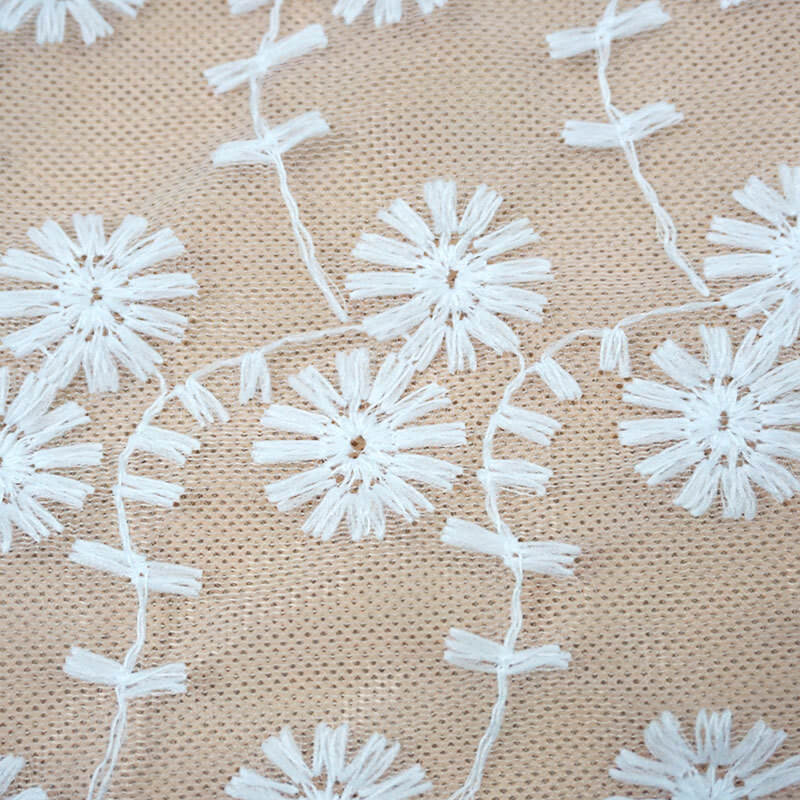 Water Soluble Lace Embroidered Fabric Milk Silk for Women's Wear Whole 4
