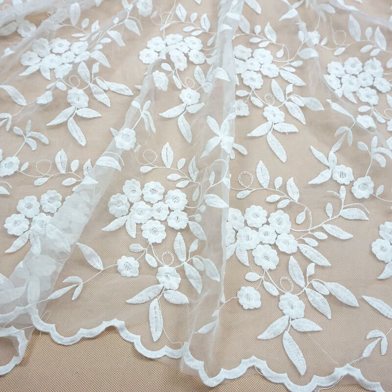 All-Over Lace Milk Silk All-Over Embroidered Fabric for Women's Wear W