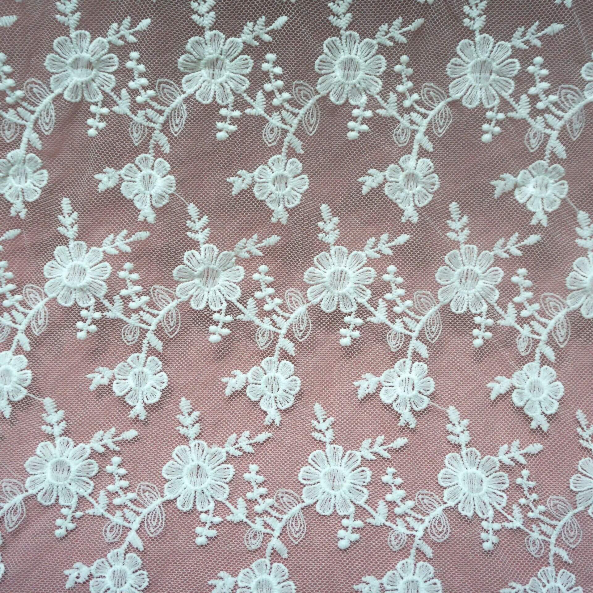 Embroidered Lace Embroidered Fabric Milk Silk for Women's Wear Wholesa