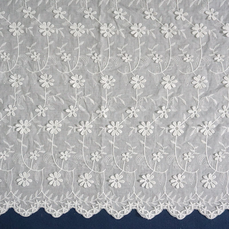 Embroidered Fabric Floral White for Women's Wear Wholesale Supplier