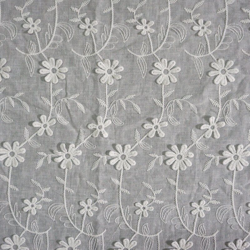 Embroidered Fabric Floral White for Women's Wear Wholesale Supplier 5