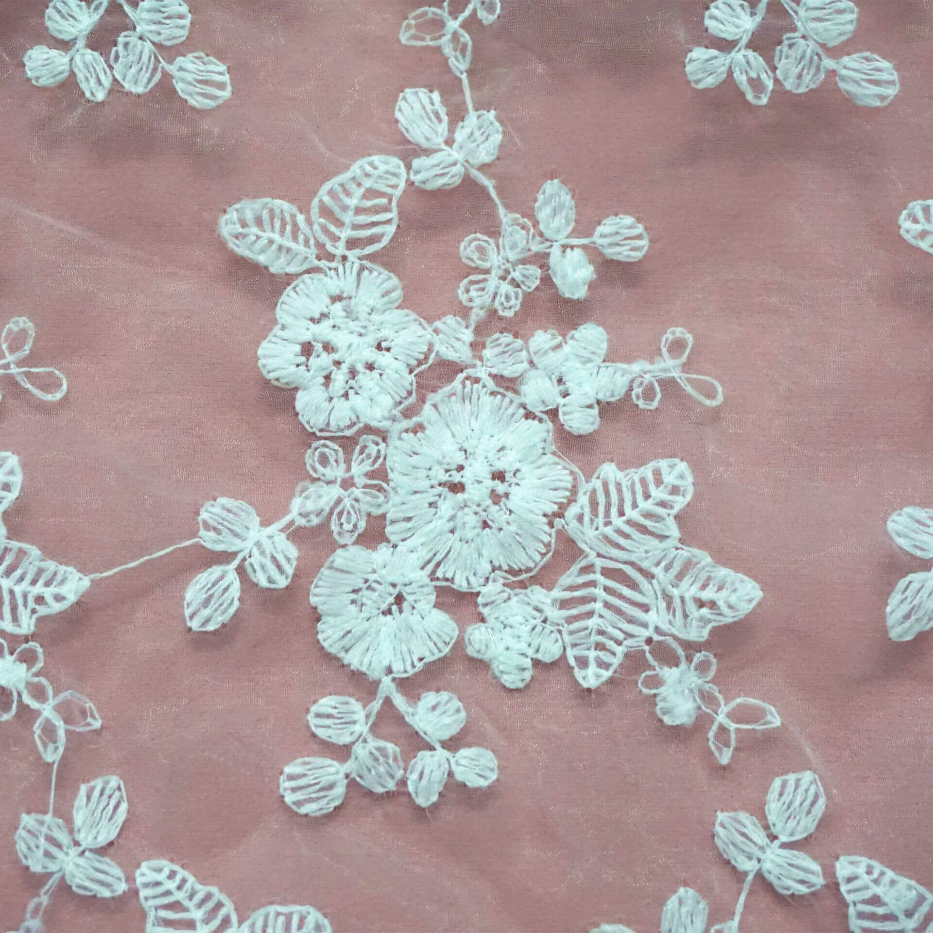 Embroidered Lace Milk Silk Wave Embroidered Fabric for Women's Wear Wh