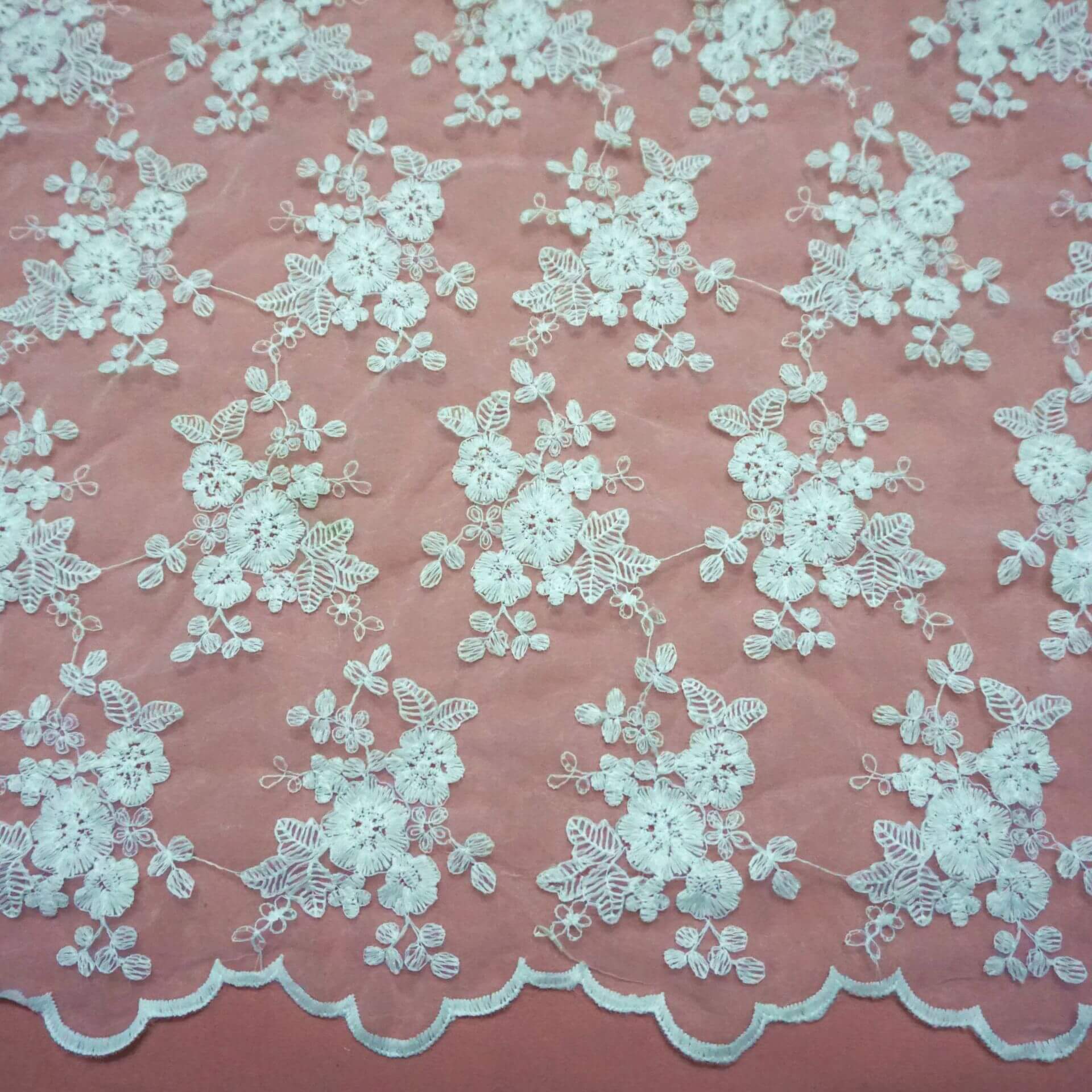 Embroidered Lace Milk Silk Wave Embroidered Fabric for Women's Wear Wh 3