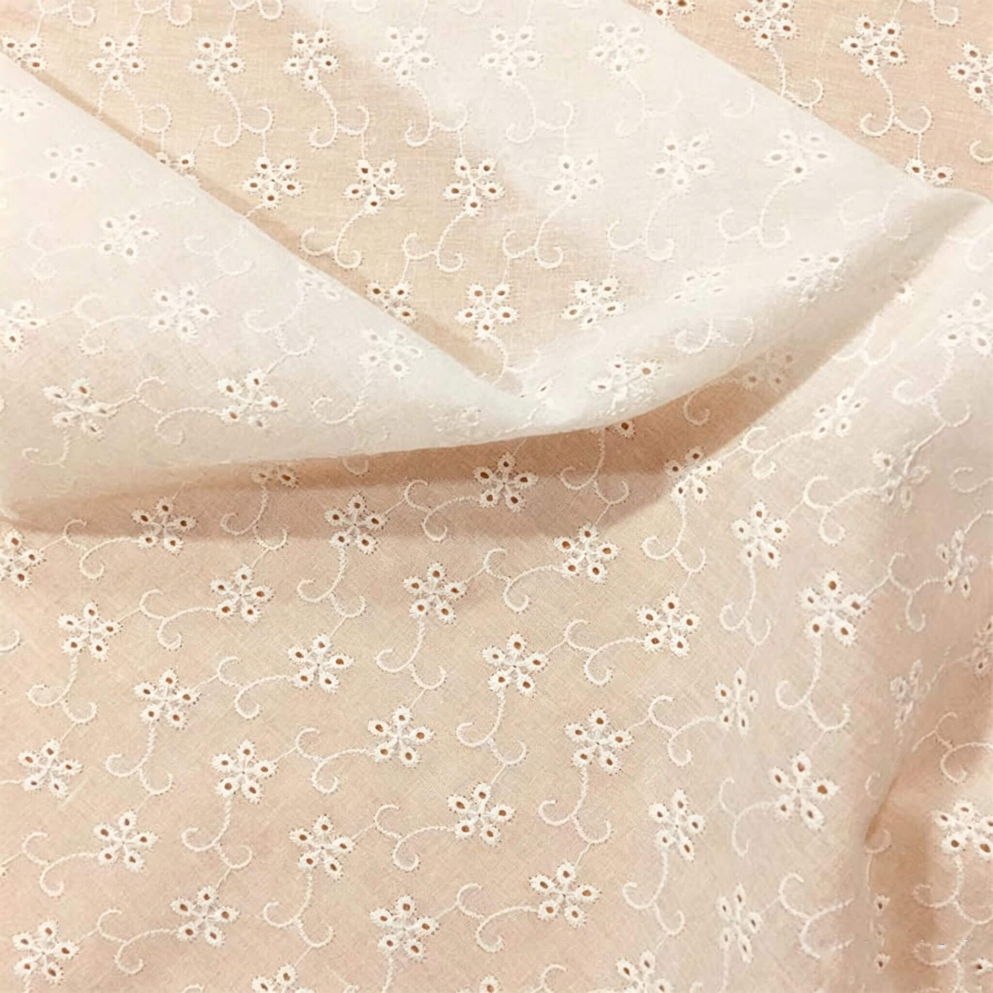 Embroidered Fabric Dress White 100% Cotton for Women's Wear Wholesale