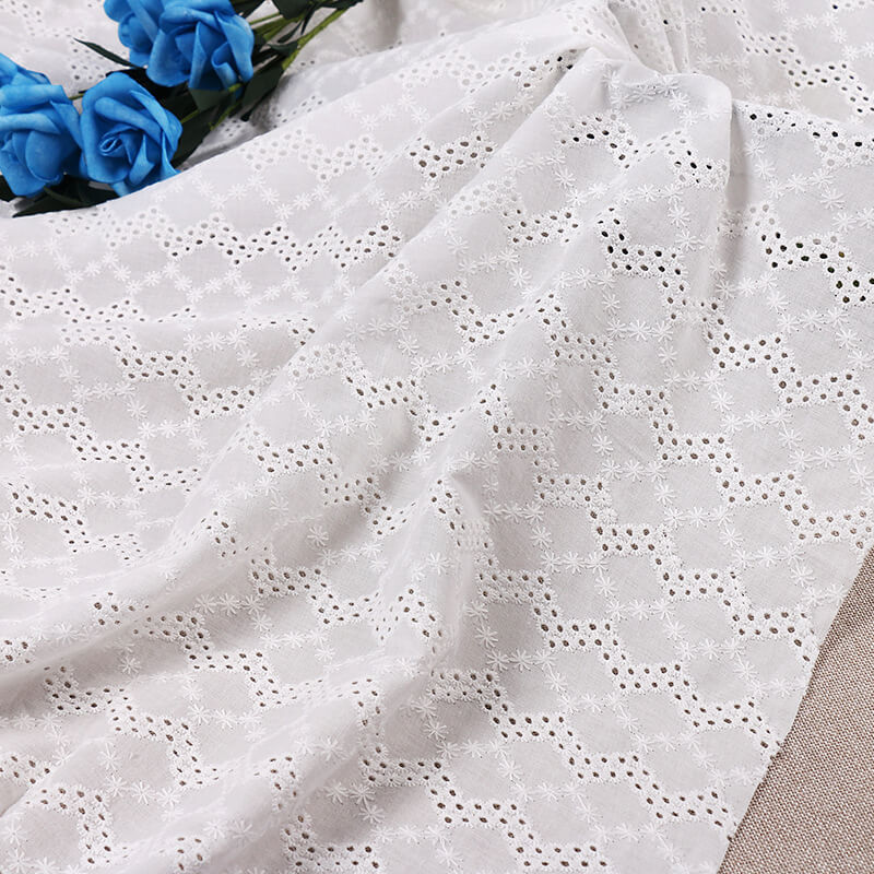 Embroidered Fabric Eyelet Wave 100% Cotton for Women's Wear Wholesale