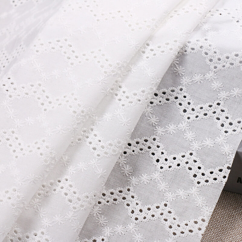 Embroidered Fabric Eyelet Wave 100% Cotton for Women's Wear Wholesale