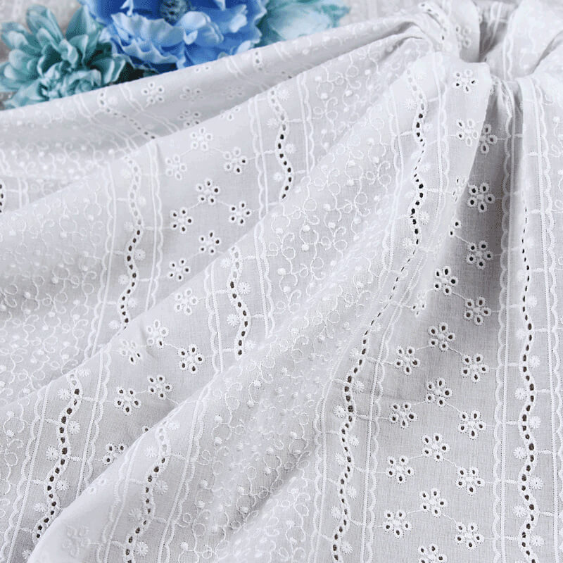 Embroidered Fabric Dress Cutwork 100% Cotton for Women's Wear Wholesal
