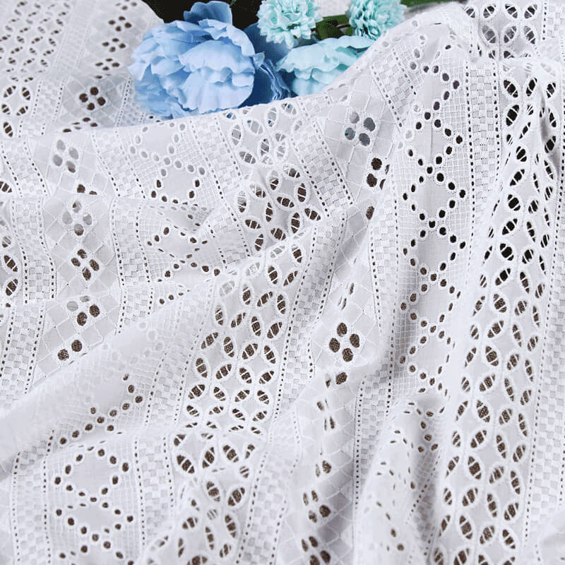 Embroidered Fabric Dress Cutwork 100% Cotton for Women's Wear Wholesal