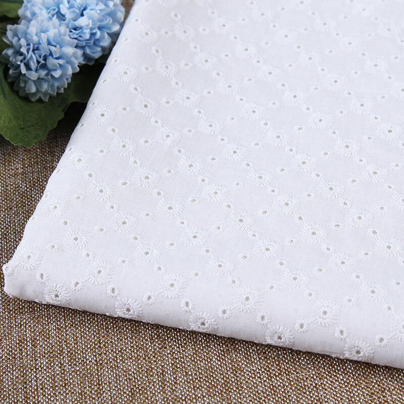 Embroidered Fabric Eyelet Dress 100% Cotton for Women's Wear Wholesale