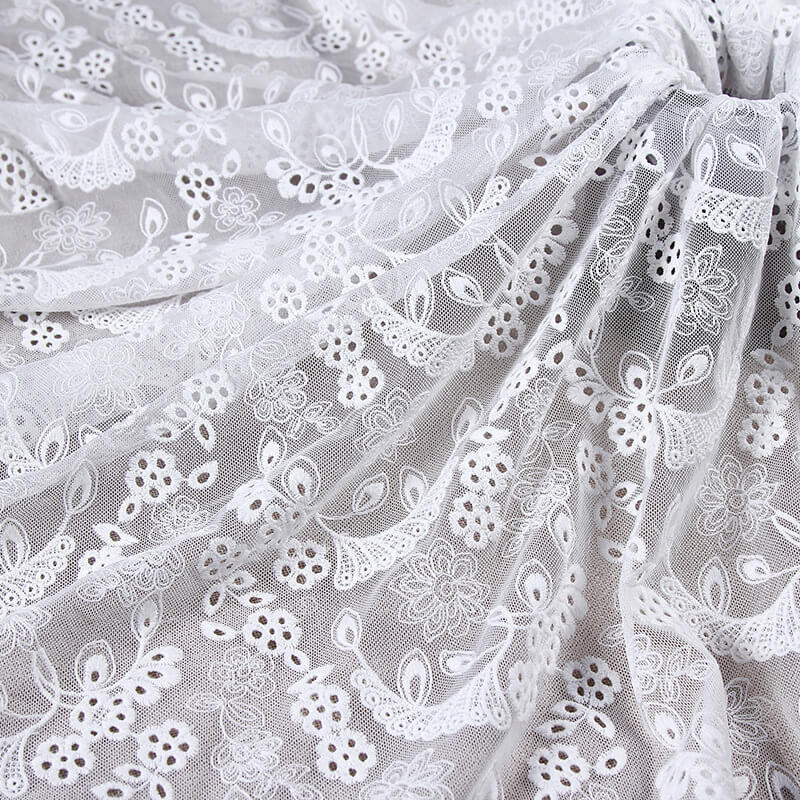 Embroidered Lace Embroidered Fabric 3D Polyester for Apparel Wholesale