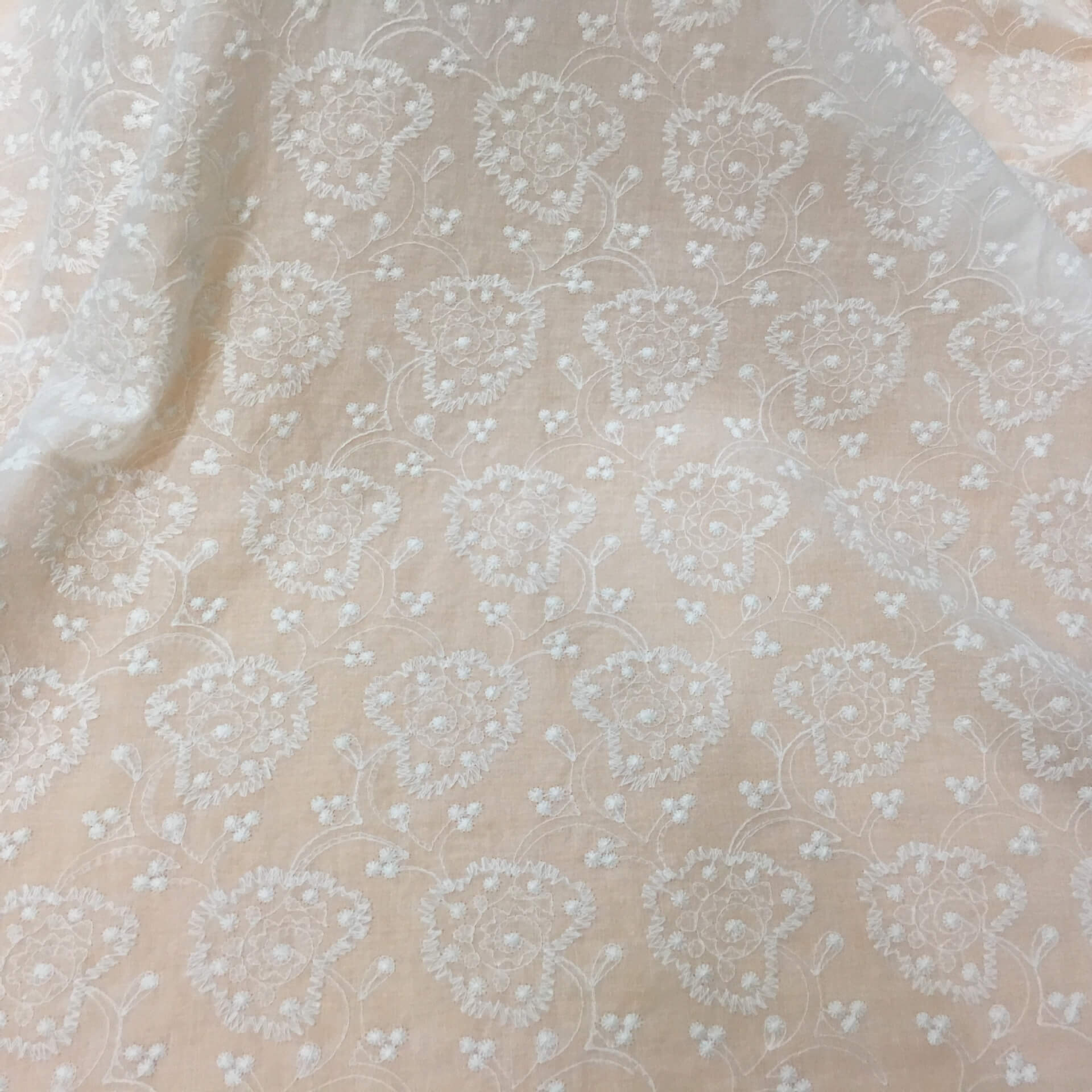 Embroidered Fabric Heart White Polyester for Women's Wear Wholesale Su
