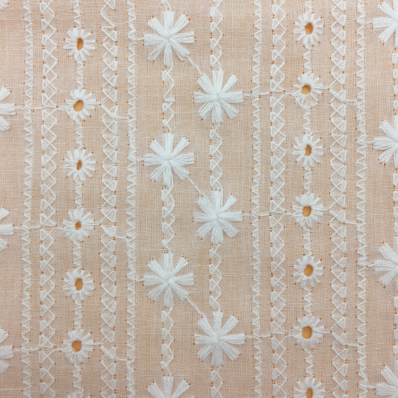 Embroidered Lace Cutwork Lace Trim 100% Cotton Embroidered Fabric for