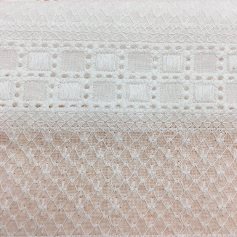 Embroidered Lace Lace Trim 100% Cotton Embroidered Fabric for Apparel