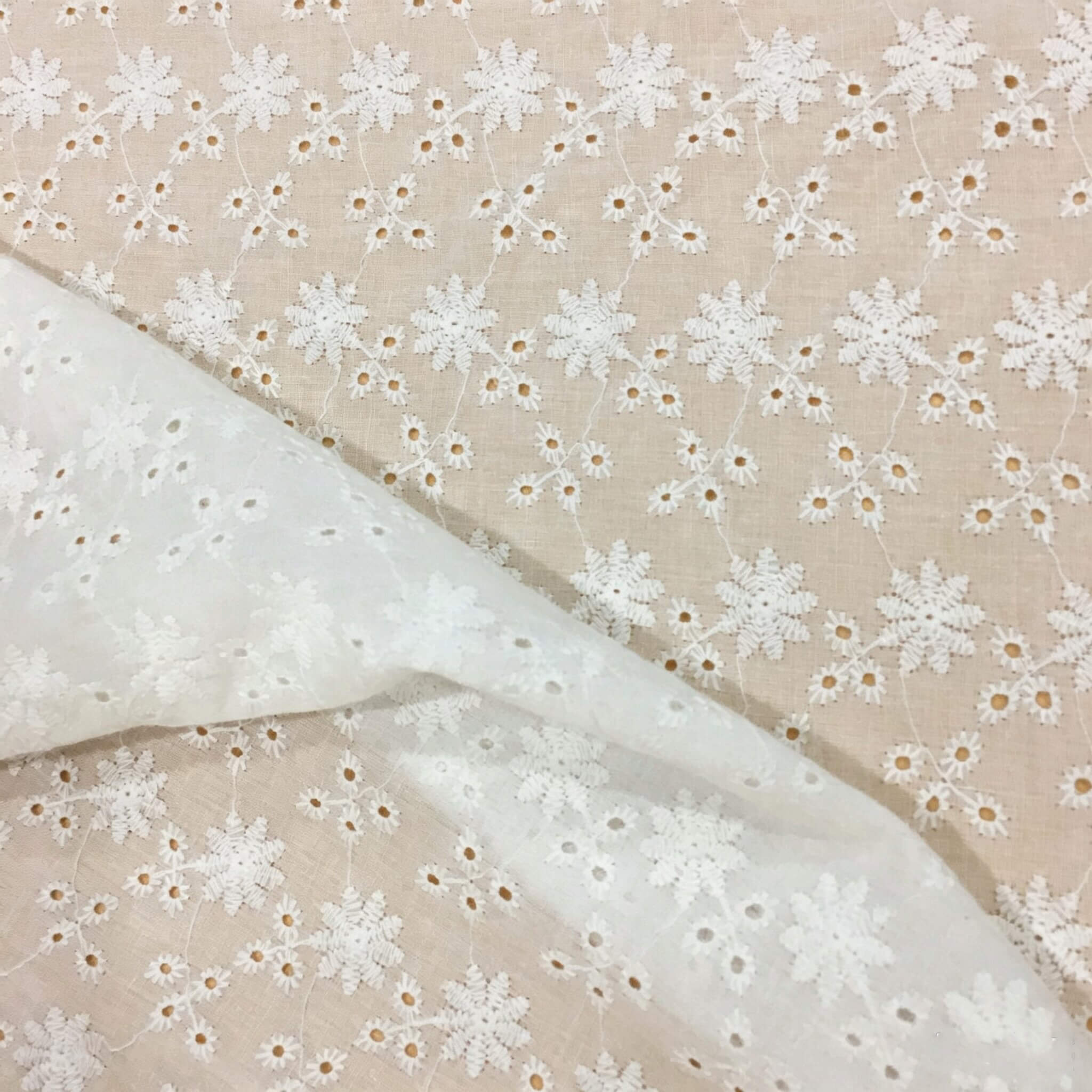 Embroidered Fabric Dress White 100% Cotton for Women's Wear Wholesale