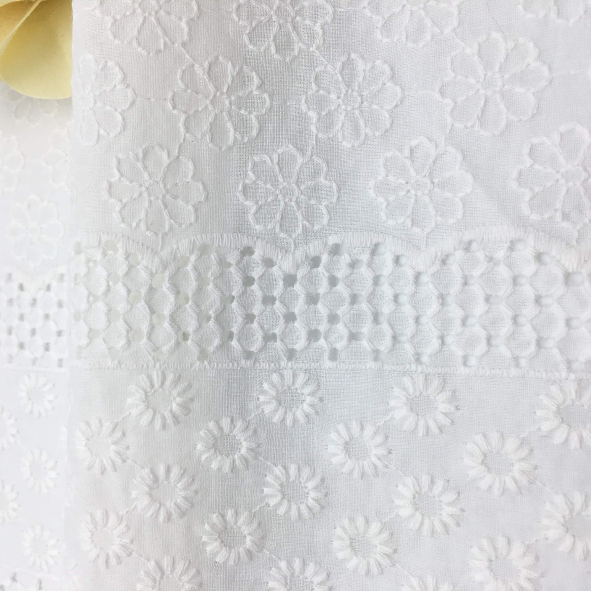 Water Soluble Lace Embroidered Fabric Eyelet Polyester for Apparel Who 3