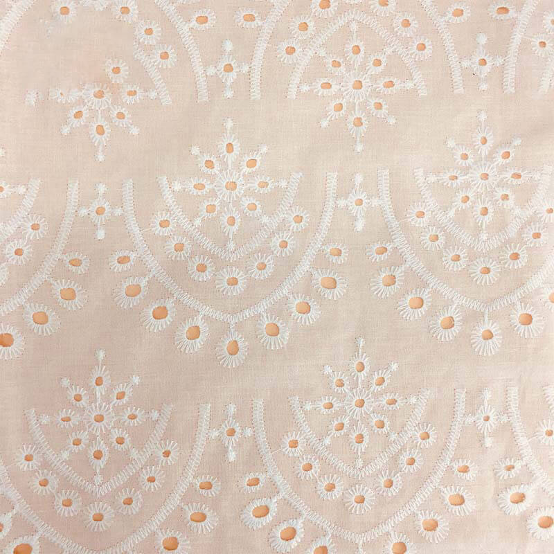 Cutwork Eyelet 100% Cotton Embroidered Fabric for Women's Wear Wholesa
