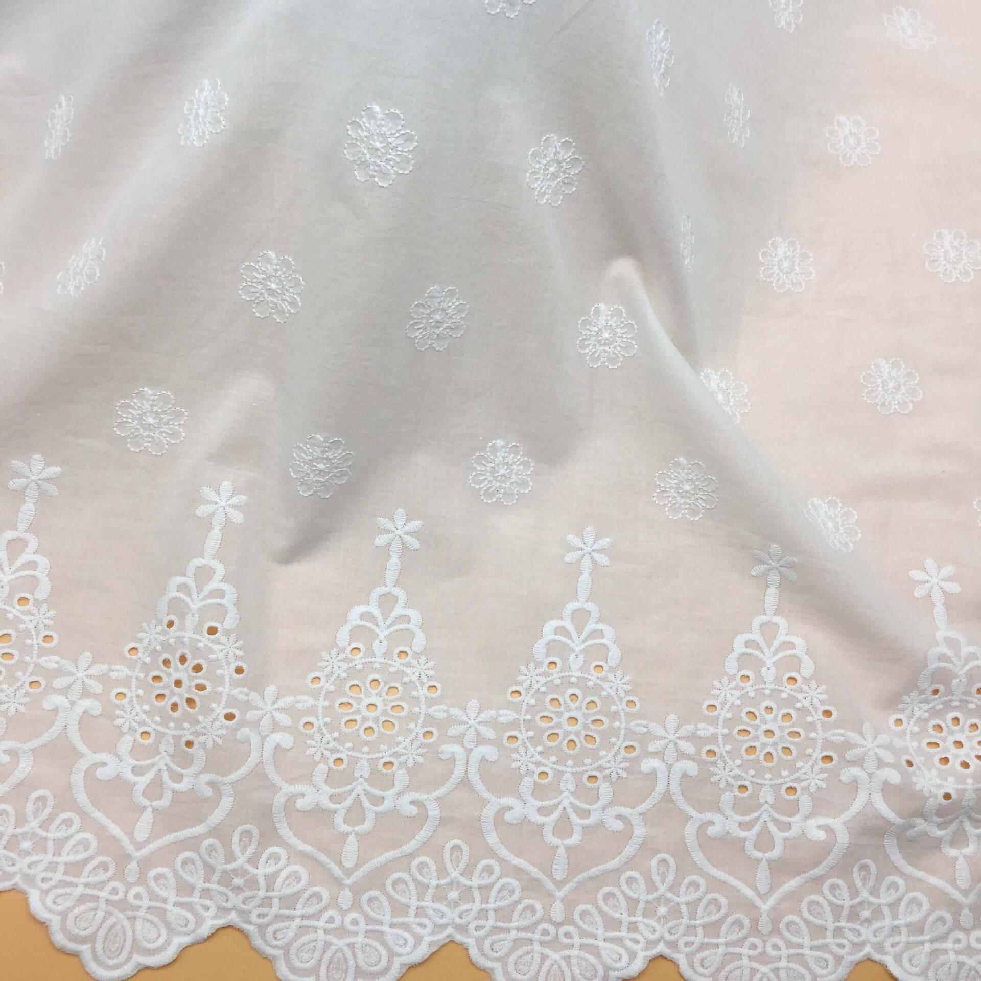 Embroidered Fabric Placement Floral Cutwork 100% Cotton for Women's We