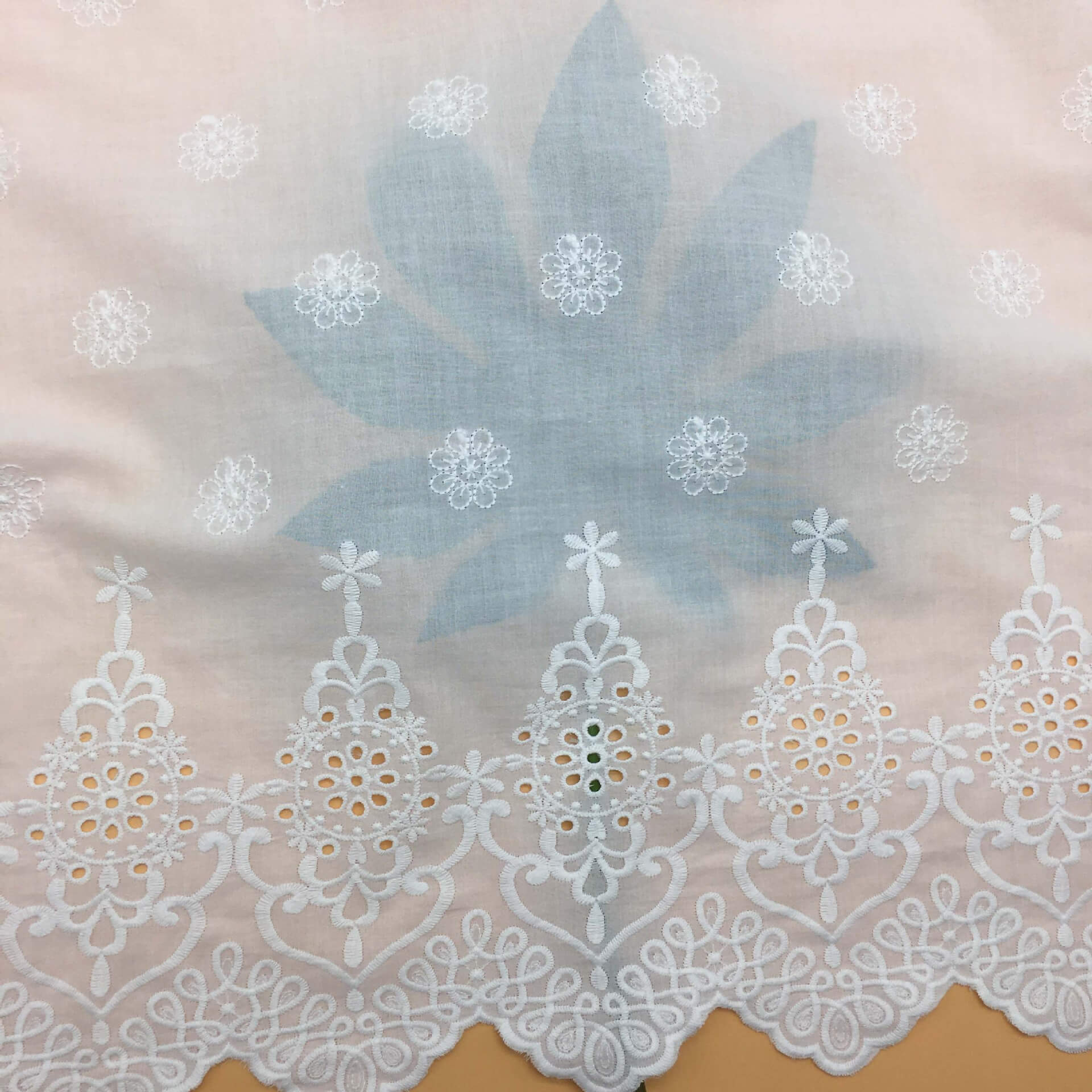 Embroidered Fabric Placement Floral Cutwork 100% Cotton for Women's We