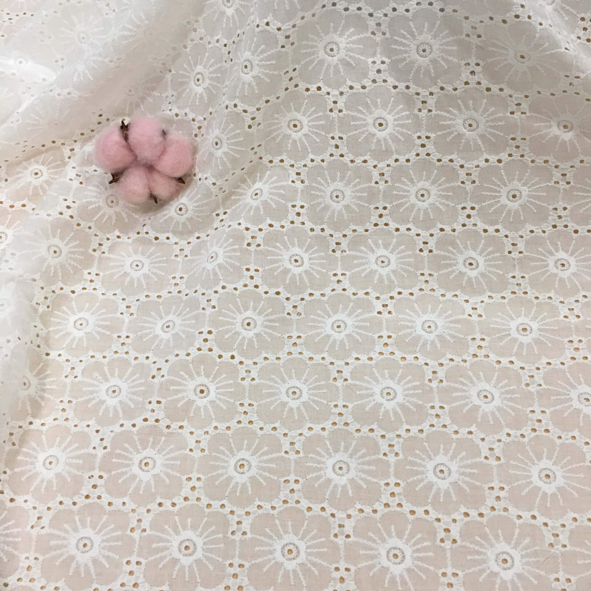 Embroidered Fabric Dress White 100% Cotton for Women's Wear Wholesale