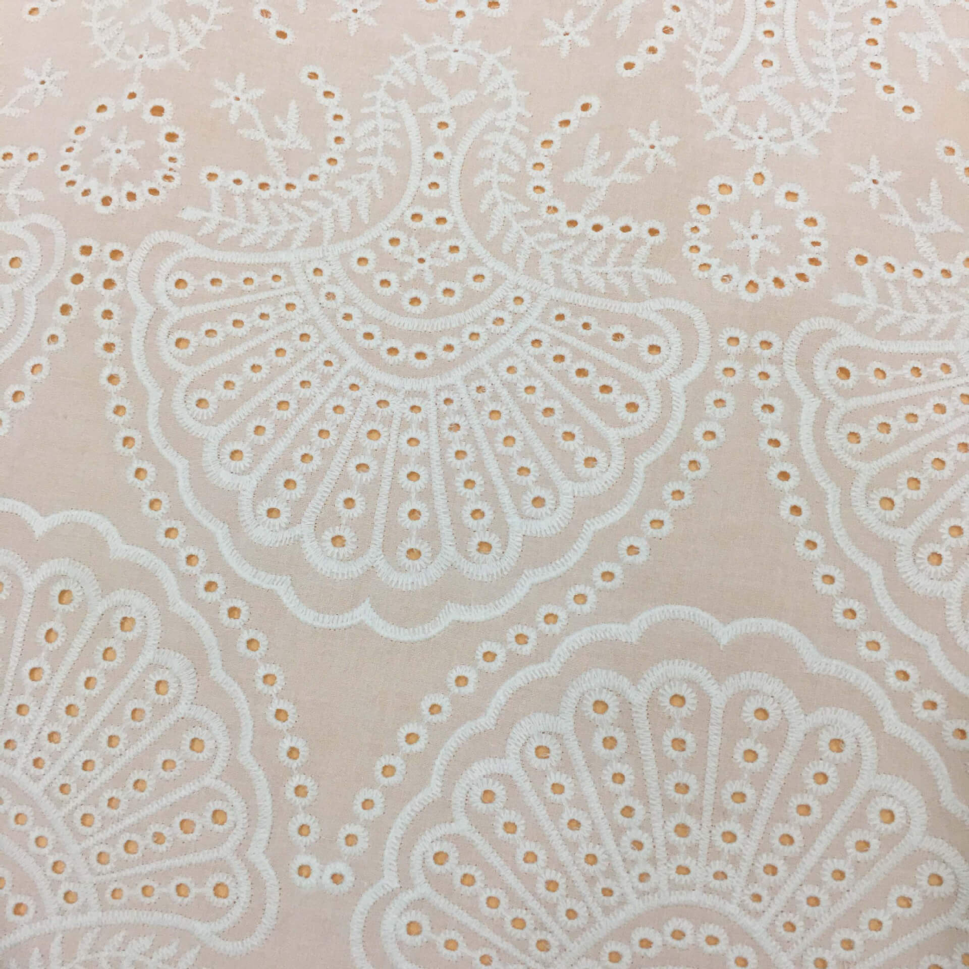 White Women's Lace Trim 100% Cotton Embroidered Fabric for Women's Wea