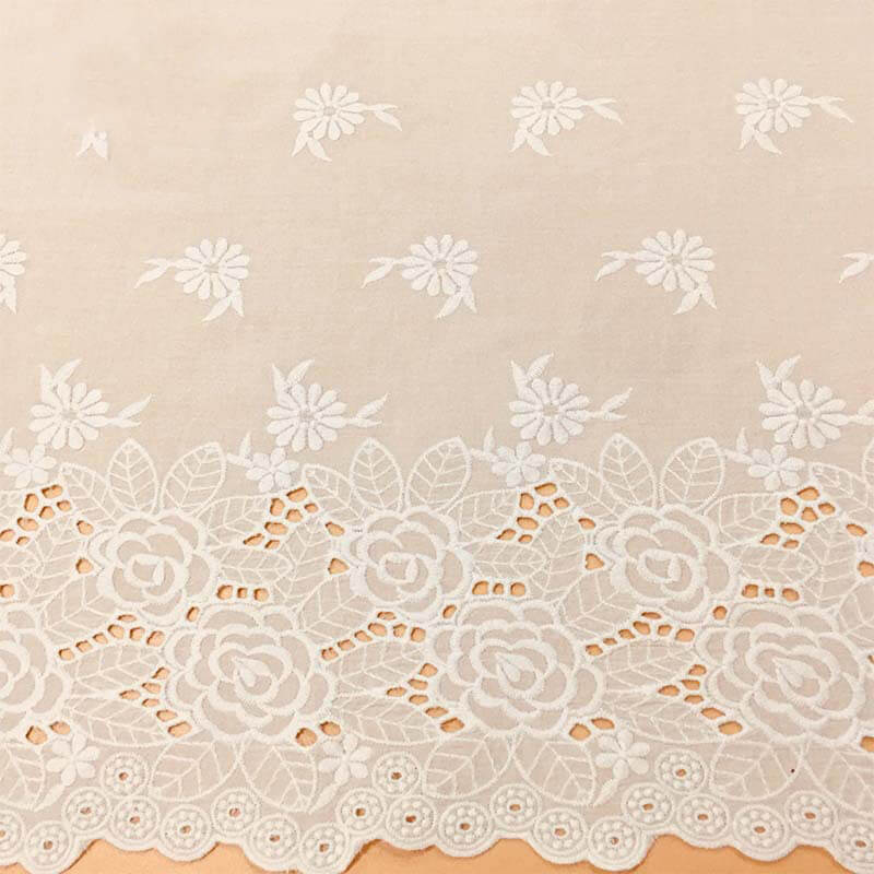 Embroidered Fabric Scallop Edge Eyelet Polyester for Women's Wear Whol