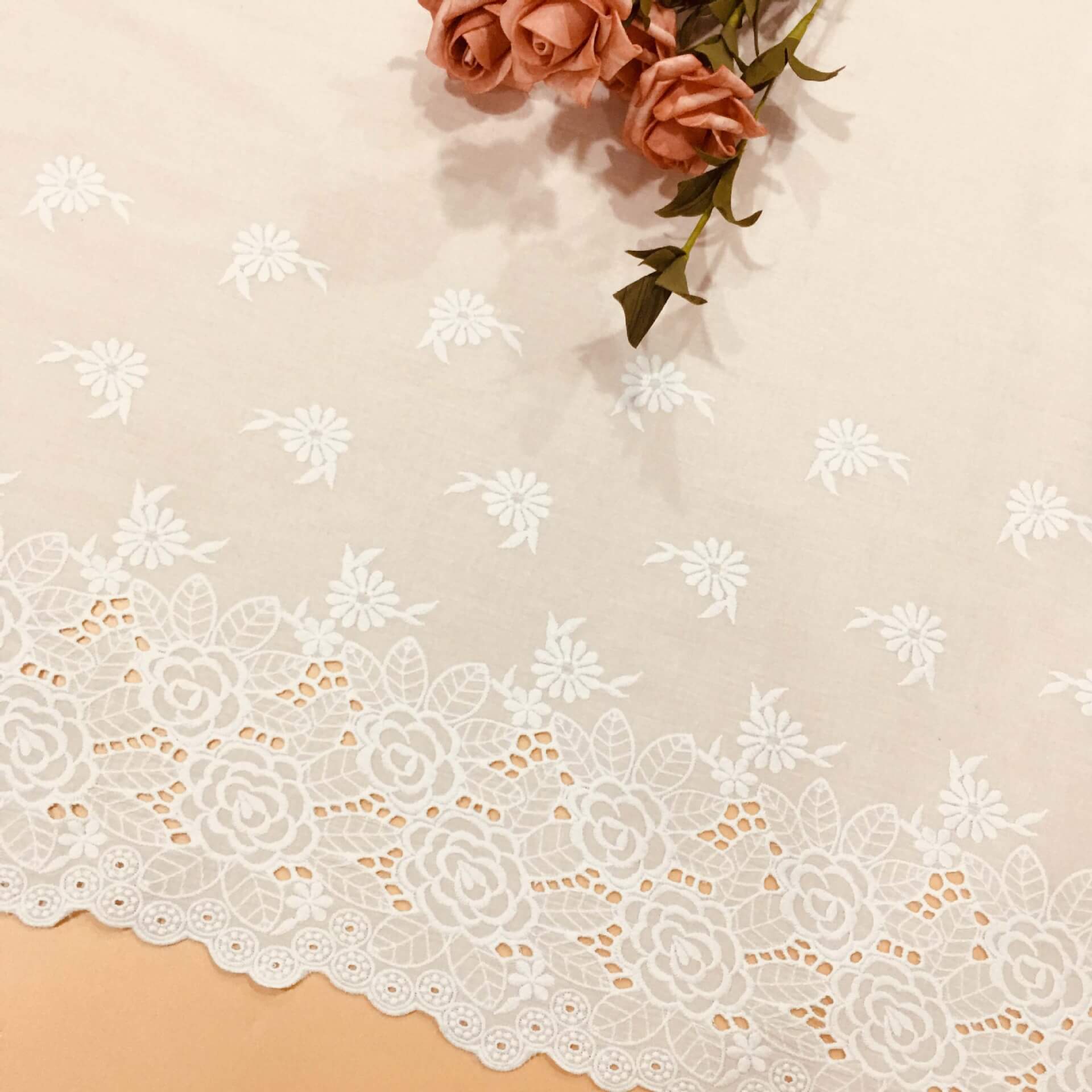 Embroidered Fabric Scallop Edge Eyelet Polyester for Women's Wear Whol 4