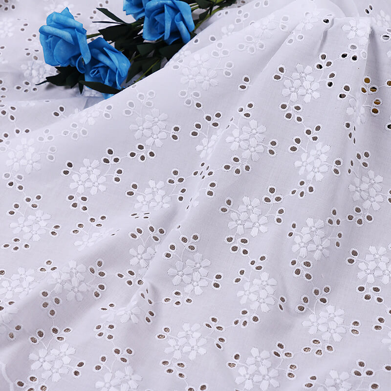 Embroidered Fabric Cutwork Lace Trim 100% Cotton for Apparel Wholesale