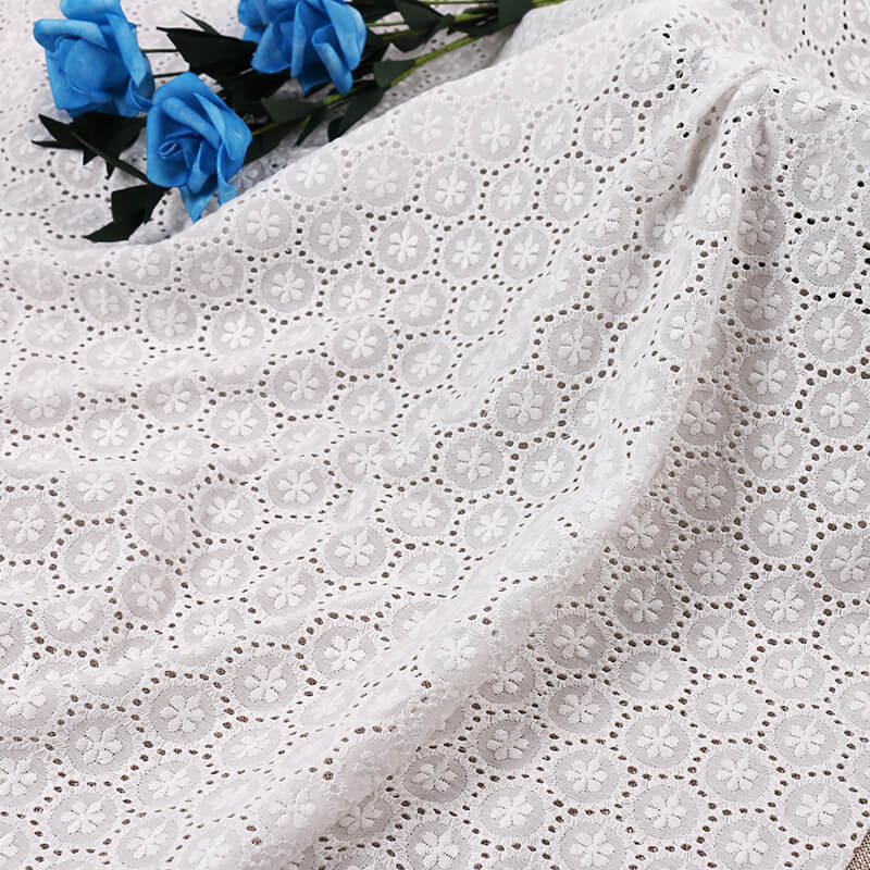 Embroidered Fabric Cutwork 100% Cotton for Women's Wear Wholesale Supp