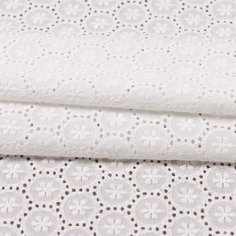 Embroidered Fabric Cutwork 100% Cotton for Women's Wear Wholesale Supp