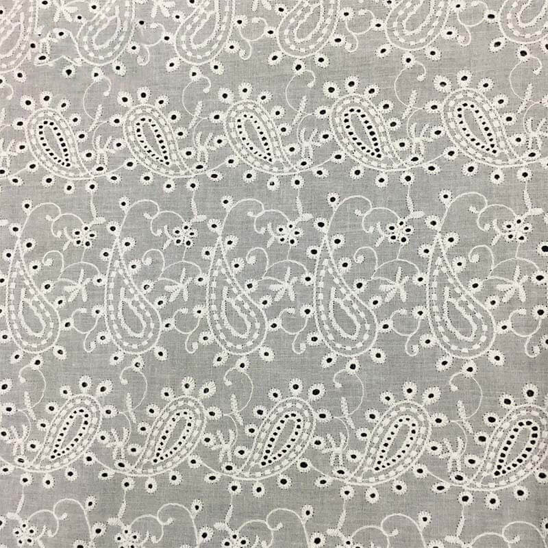 Embroidered Fabric Dress White 100% Cotton for Women's Wear Wholesale