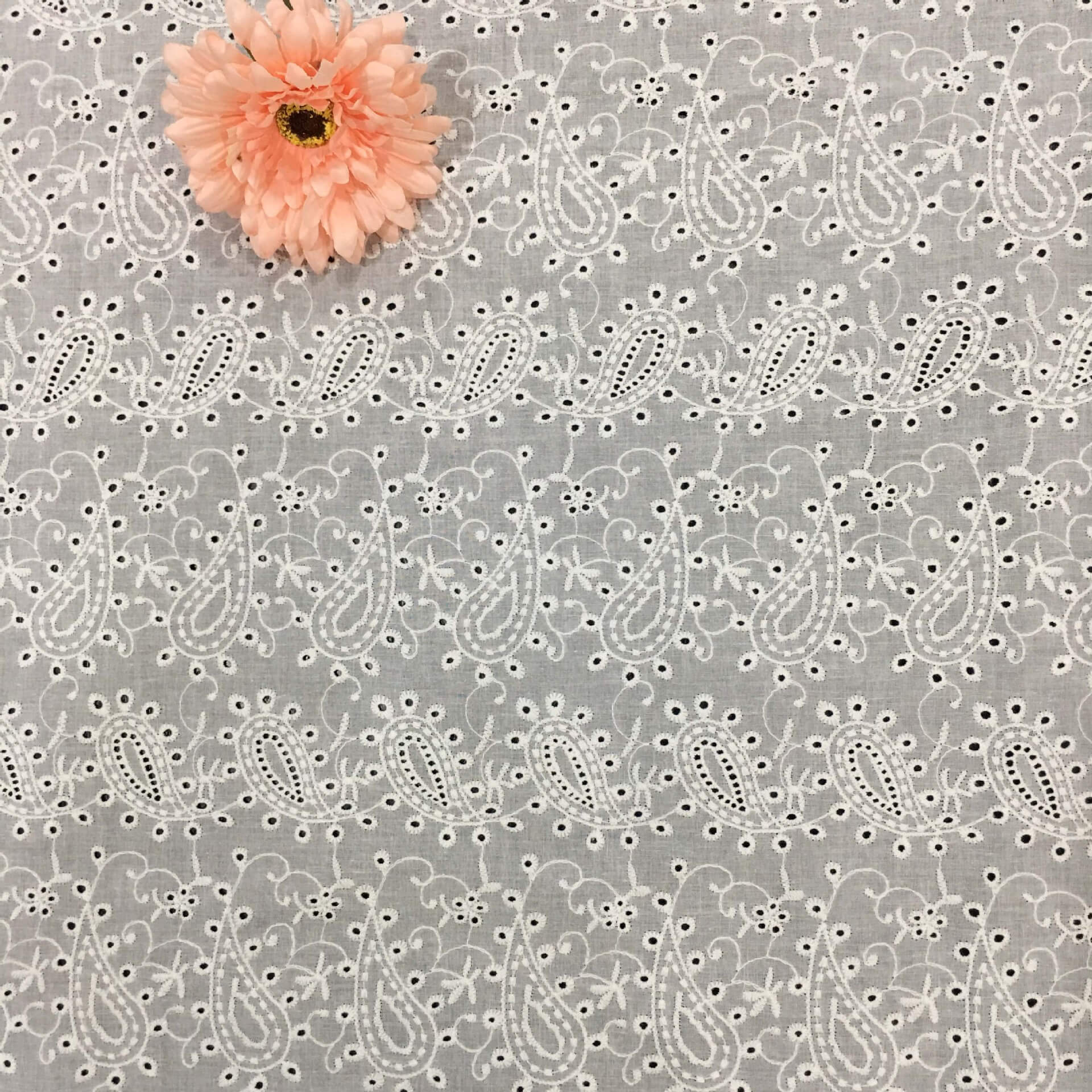 Embroidered Fabric Dress White 100% Cotton for Women's Wear Wholesale 4