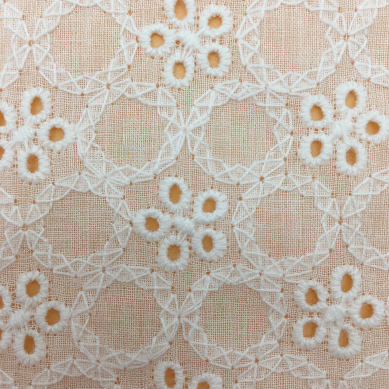 Embroidered Fabric Eyelet Floral 100% Cotton for Women's Wear Wholesal