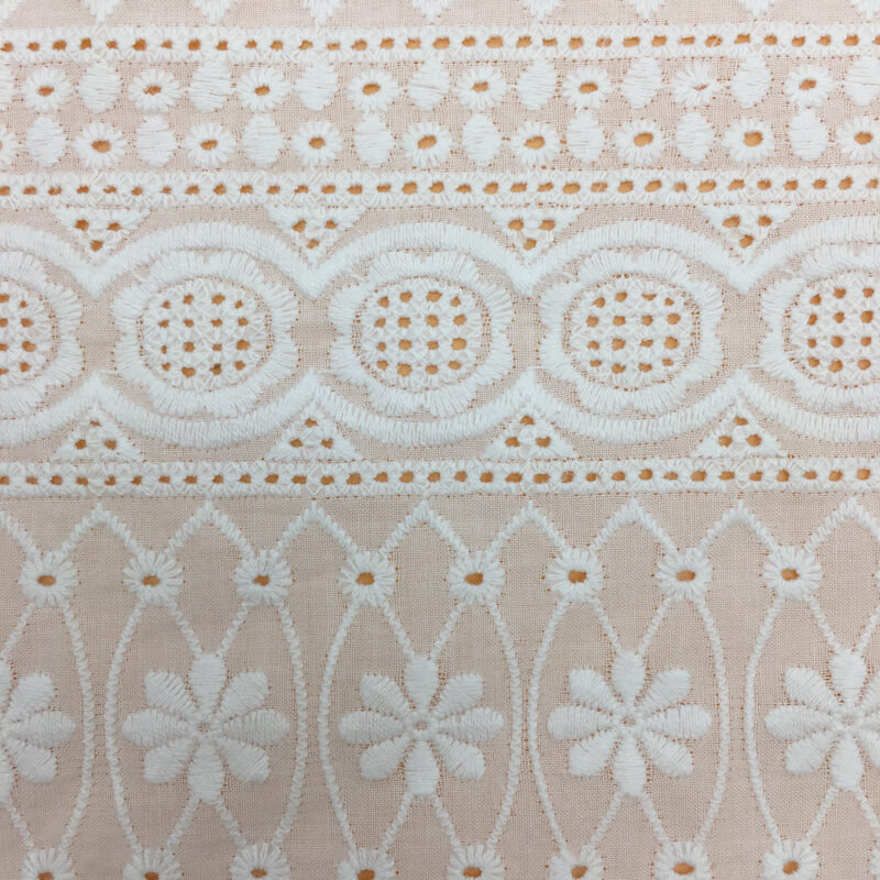 Decorative Lace Trim 100% Cotton Embroidered Fabric for Apparel Wholes