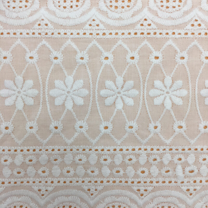 Decorative Lace Trim 100% Cotton Embroidered Fabric for Apparel Wholes