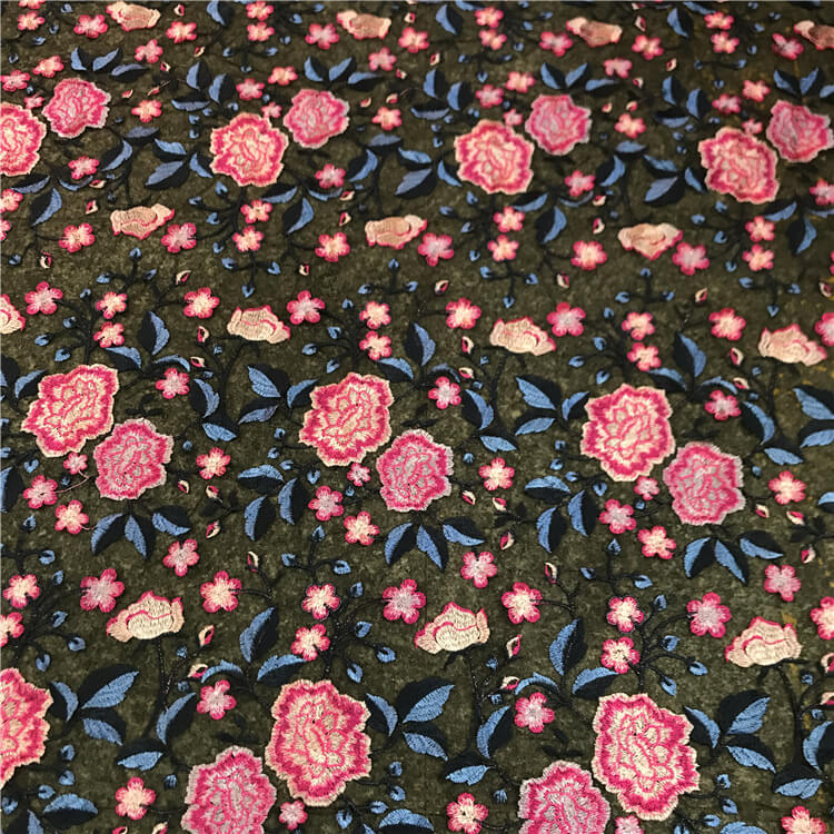 Embroidered Fabric Peony Dress Polyester for Women's Wear Wholesale Su