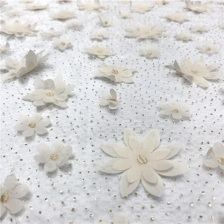 Embroidered Fabric 3D Dress Polyester Foil for Women's Wear Wholesale