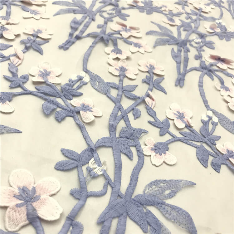 Embroidered Fabric Dress Floral Polyester for Women's Wear Wholesale S