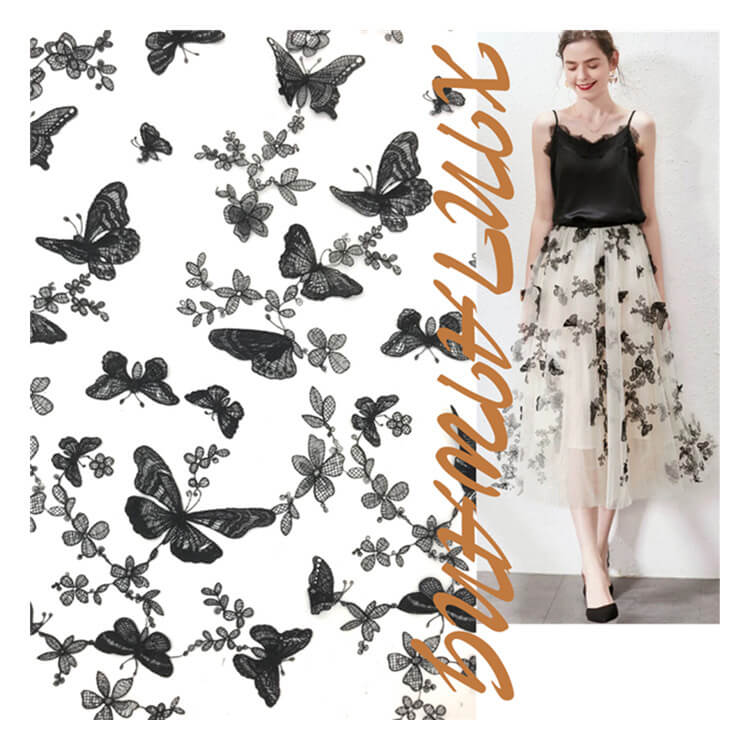 Embroidered Fabric 3D Dress Polyester for Women's Wear Wholesale Suppl 5