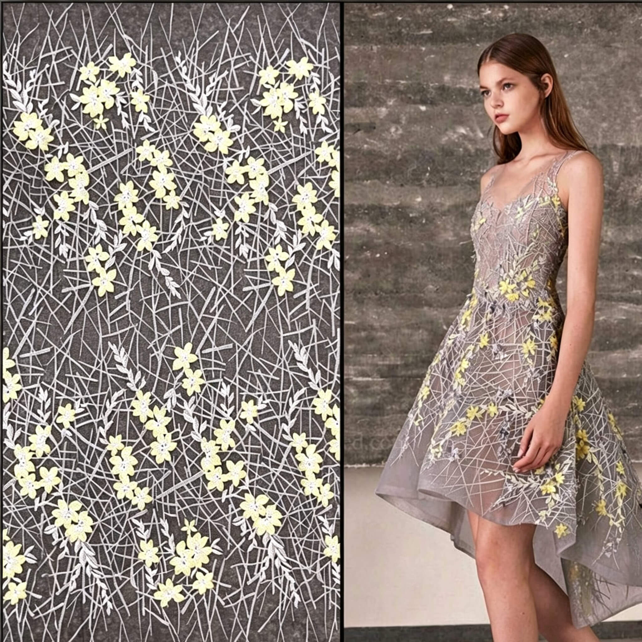 Embroidered Fabric Dress Geometric Polyester for Women's Wear Wholesal