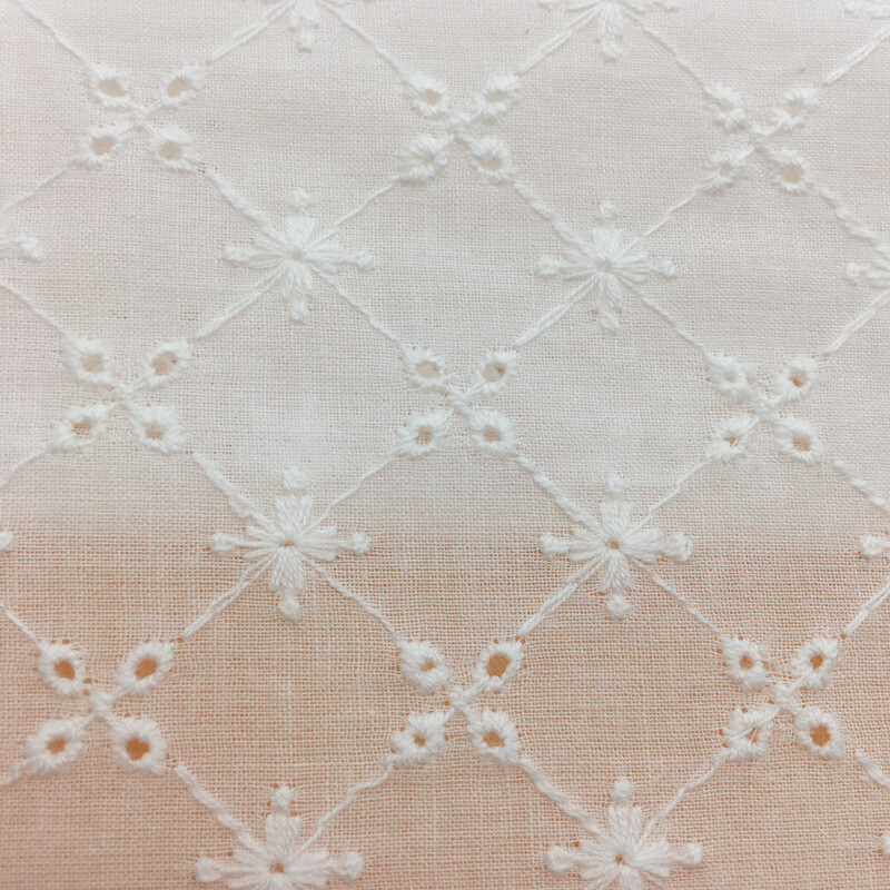 Embroidered Lace Cutwork Eyelet 100% Cotton Embroidered Fabric for Wom