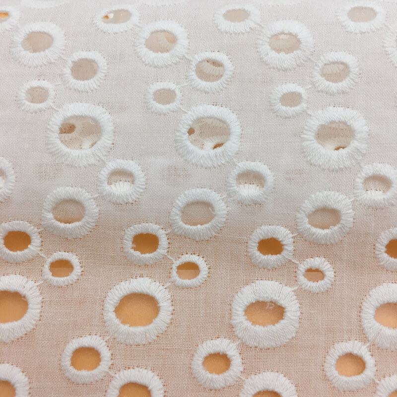 Embroidered Lace Polka Dot Cutwork 100% Cotton Embroidered Fabric for