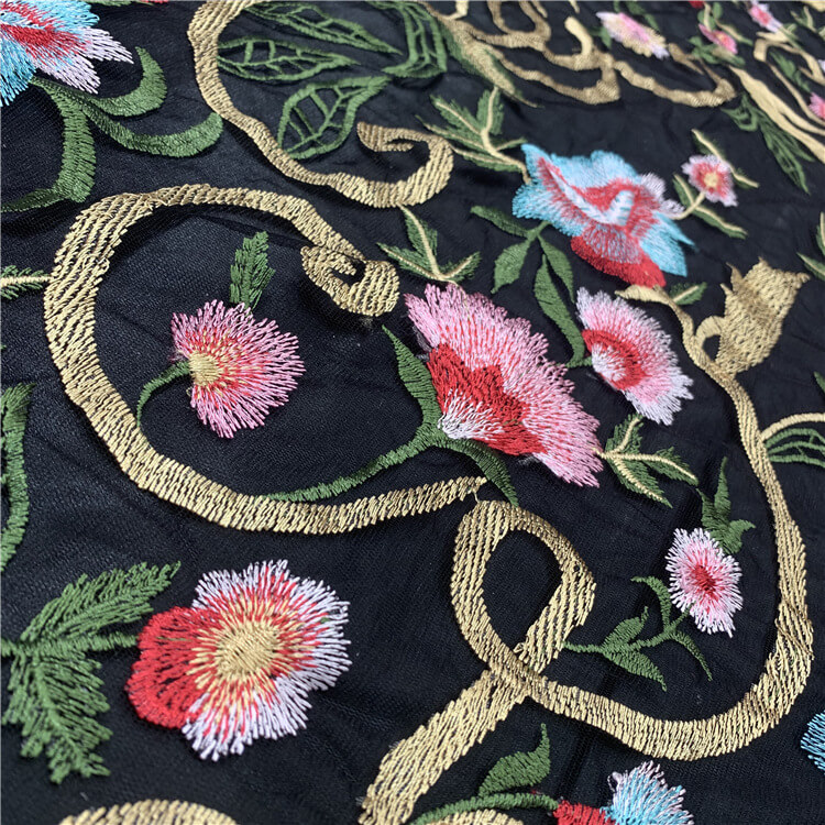Embroidered Fabric Dress Evening Polyester for Women's Wear Wholesale 3