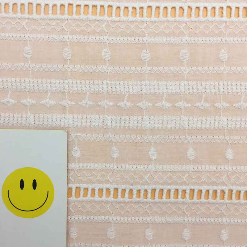 Lace Trim 100% Cotton Embroidered Fabric for Apparel Wholesale Supplie