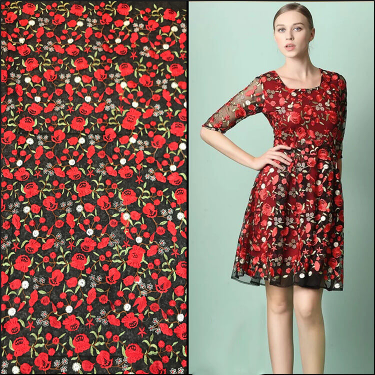 Water Soluble Polyester Embroidered Fabric for Apparel Wholesale Suppl