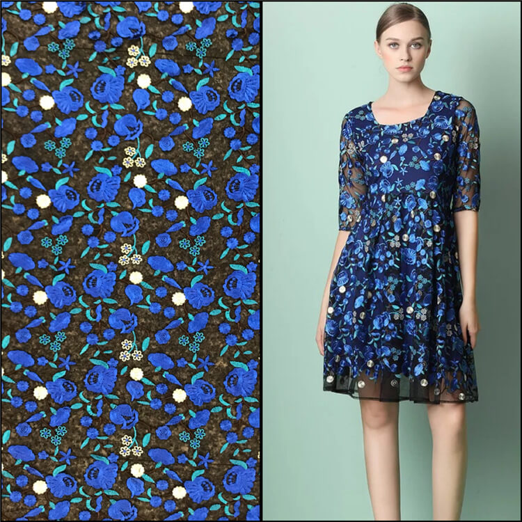 Water Soluble Polyester Embroidered Fabric for Apparel Wholesale Suppl