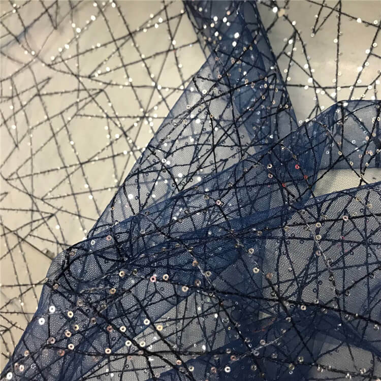 Dress Eyelet Sequin Embroidered Fabric for Women's Wear Wholesale Supp