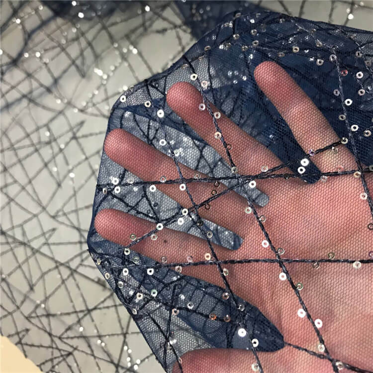 Dress Eyelet Sequin Embroidered Fabric for Women's Wear Wholesale Supp 3